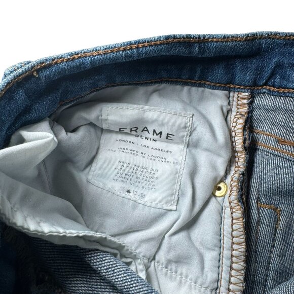 Frame Le High Straight Jeans Merriweather Wash Raw Hem Stretch Sz 27 - Picture 9 of 9